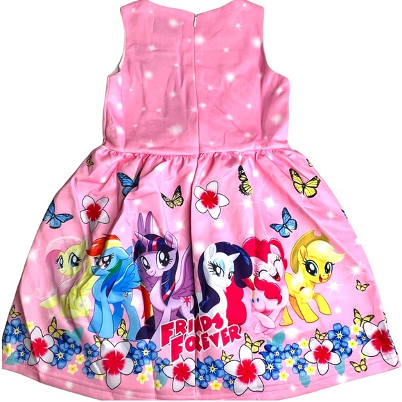 PINK  My Little Pony Friends Forever ALine Dress Rainbow Dash Unicorn bowtie - Picture 3 of 5